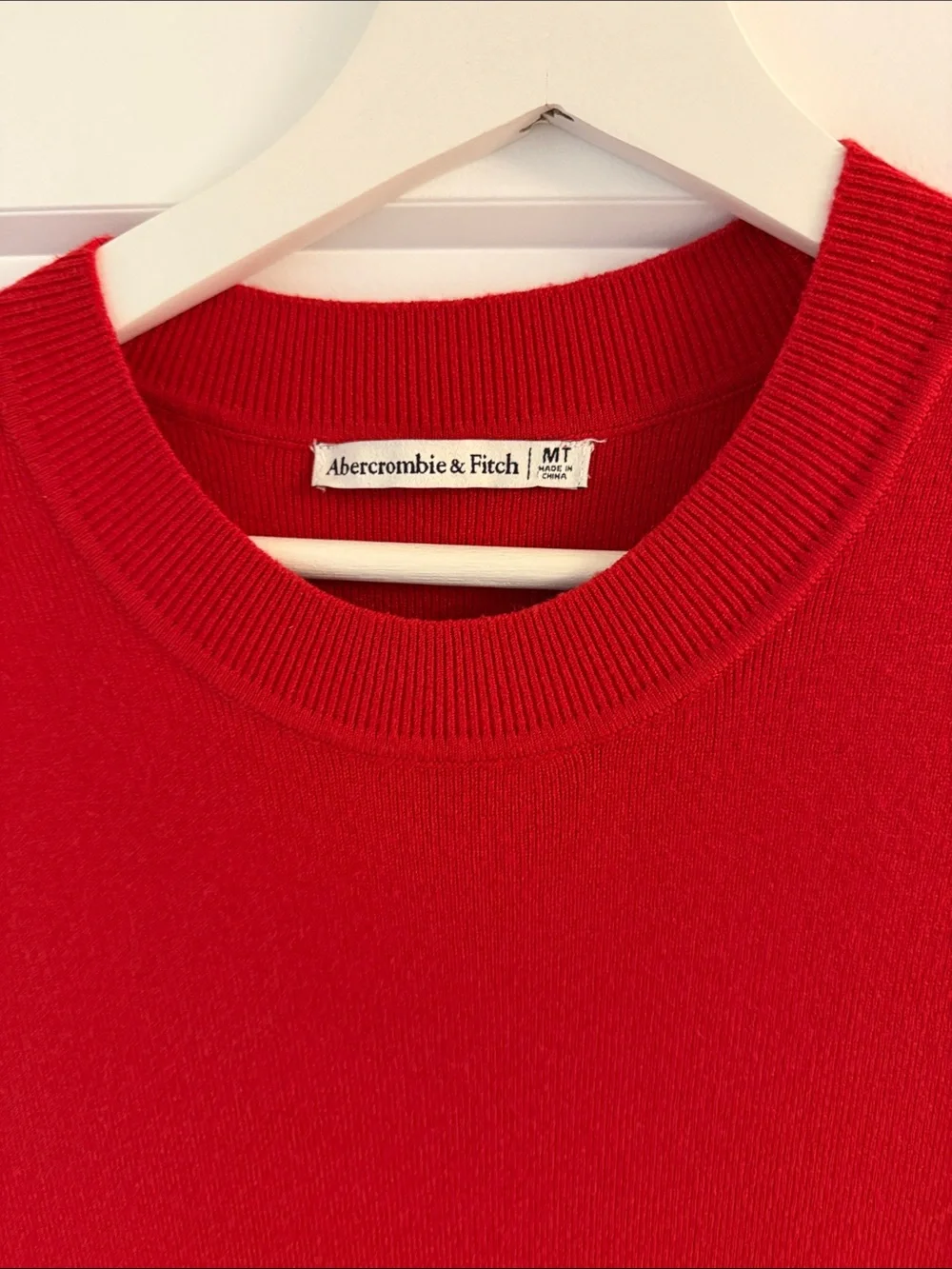 Abercrombie & Fitch Red Short-Sleeve Long Knit Dress